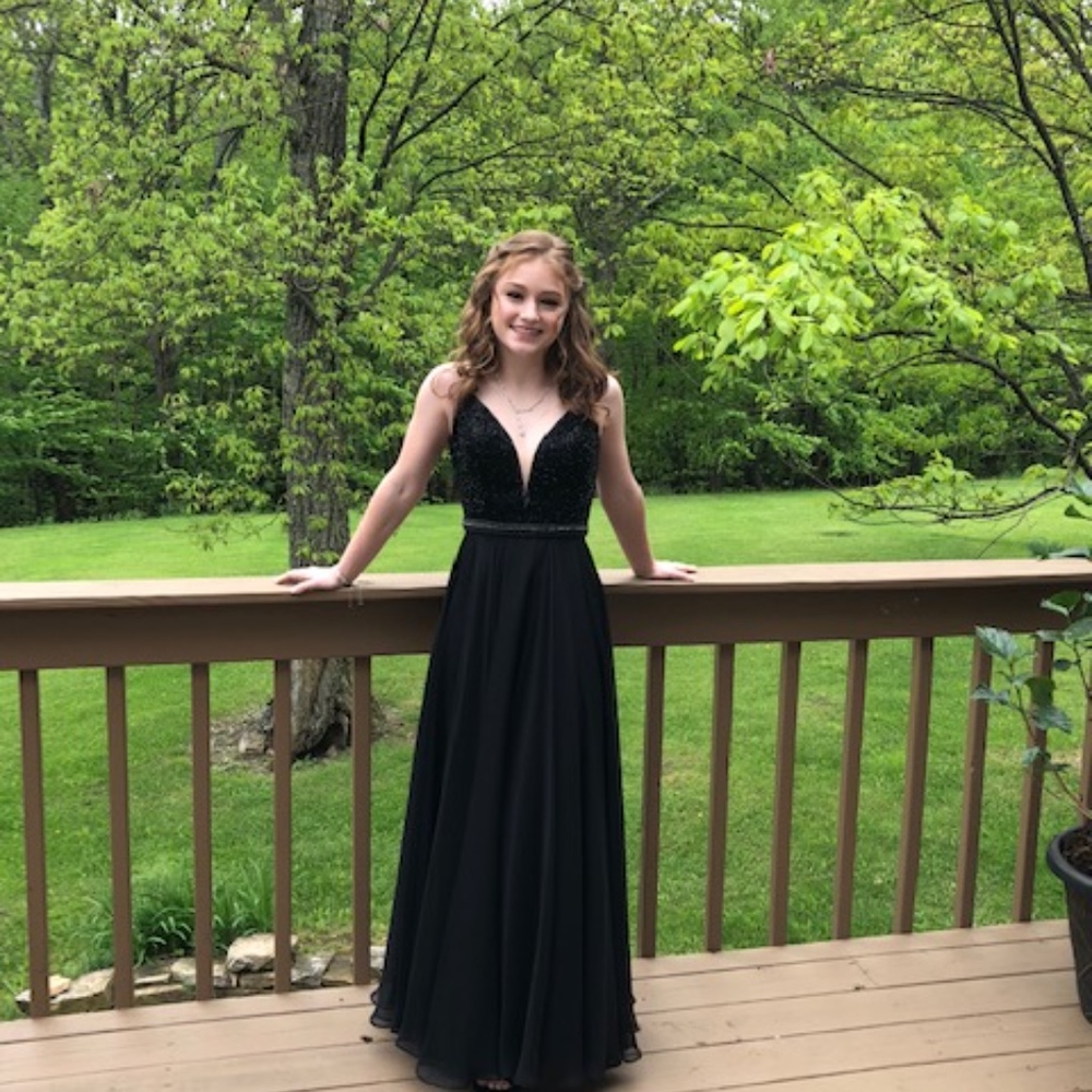 Black Embellished Sherri Hill Prom Dress Size 0